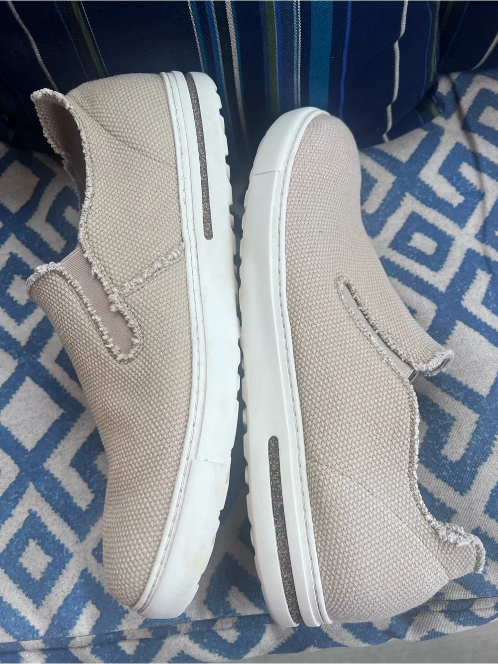 Birkenstock Canvas Slip-On Sneakers, Men's Size 46 (US 13), Taupe/Beige
